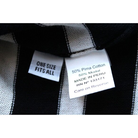 PLANET By LAUREN G Black & Cream Striped Turtleneck Sweater, One Size XS S M L - Picture 13 of 13